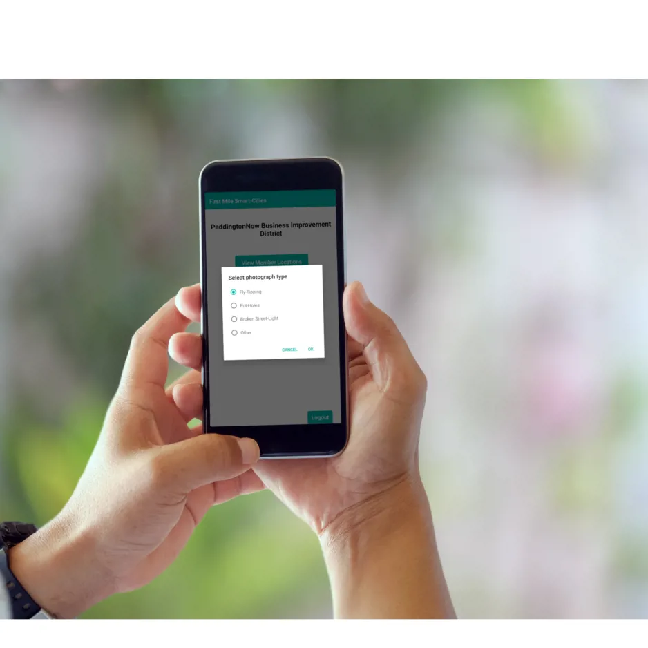 Smart cities app on phone