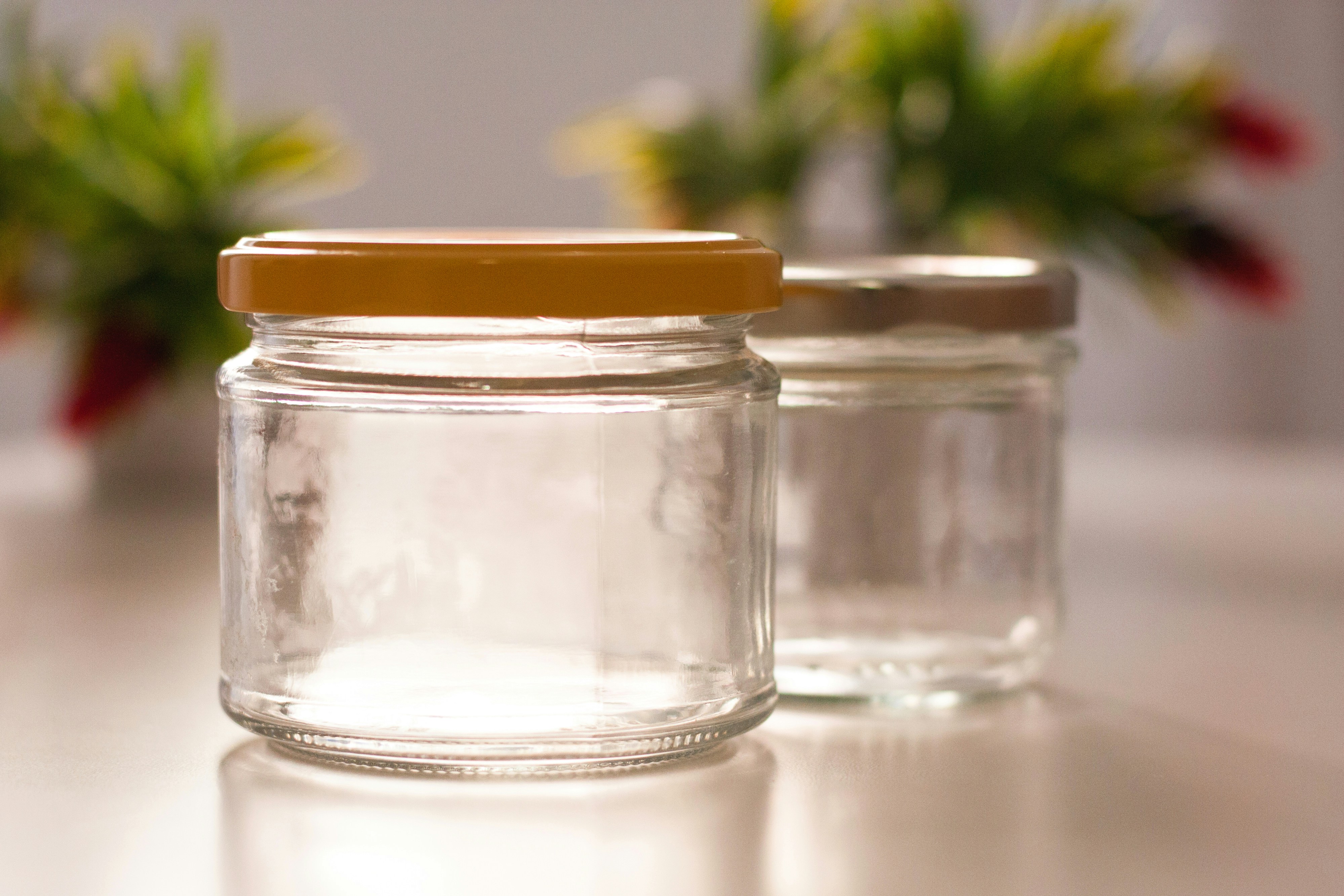 two clean glass jars