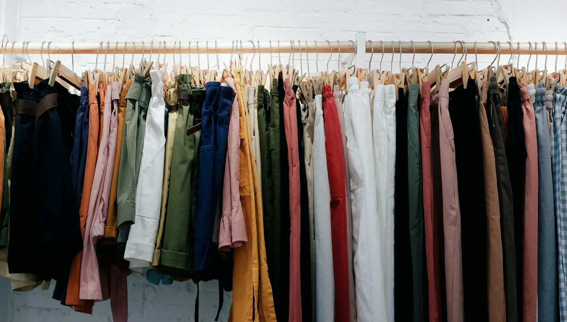 Clothes rack of items with materials that could fall under extended producer responsibilities