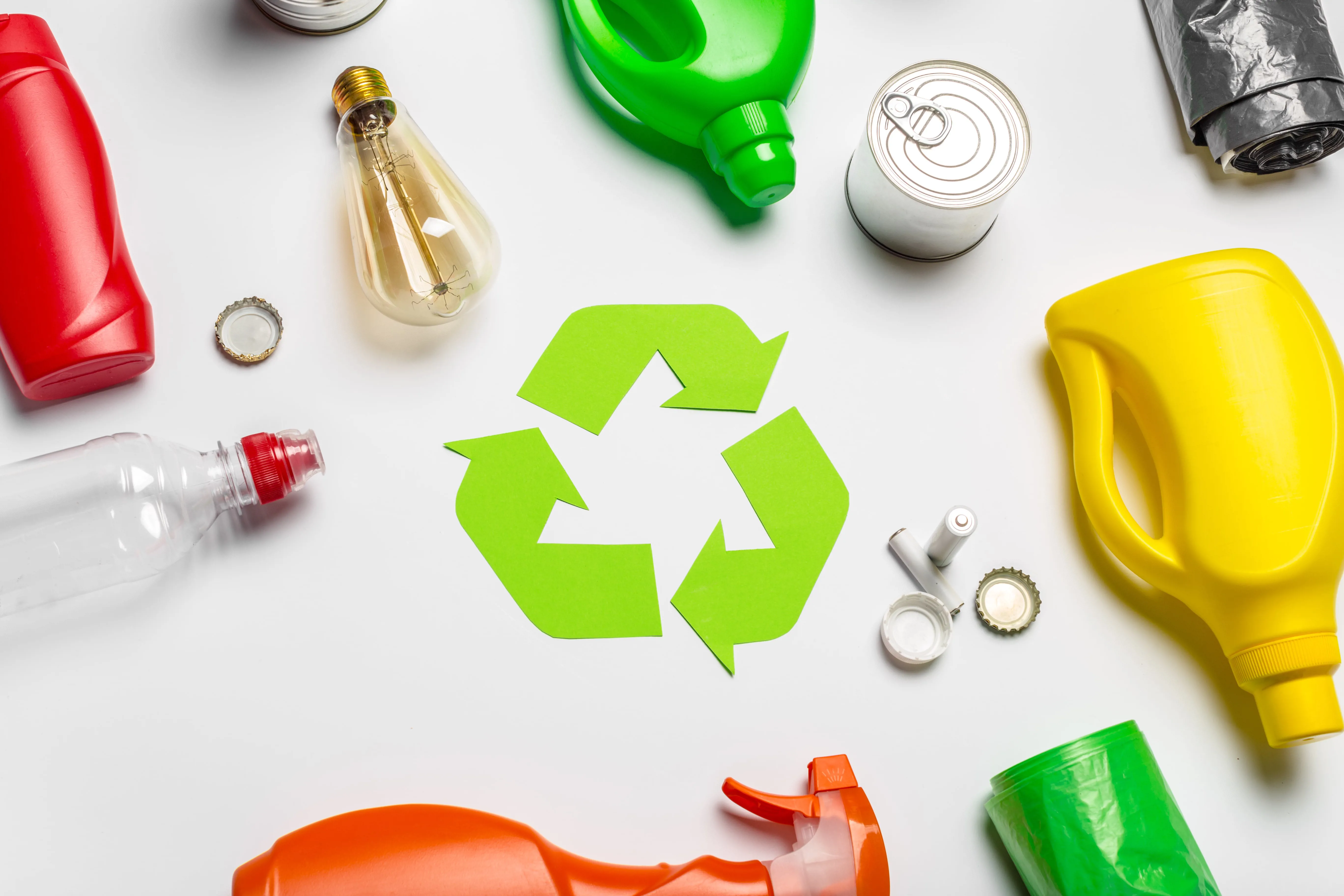 eco concept with recycling logo on table