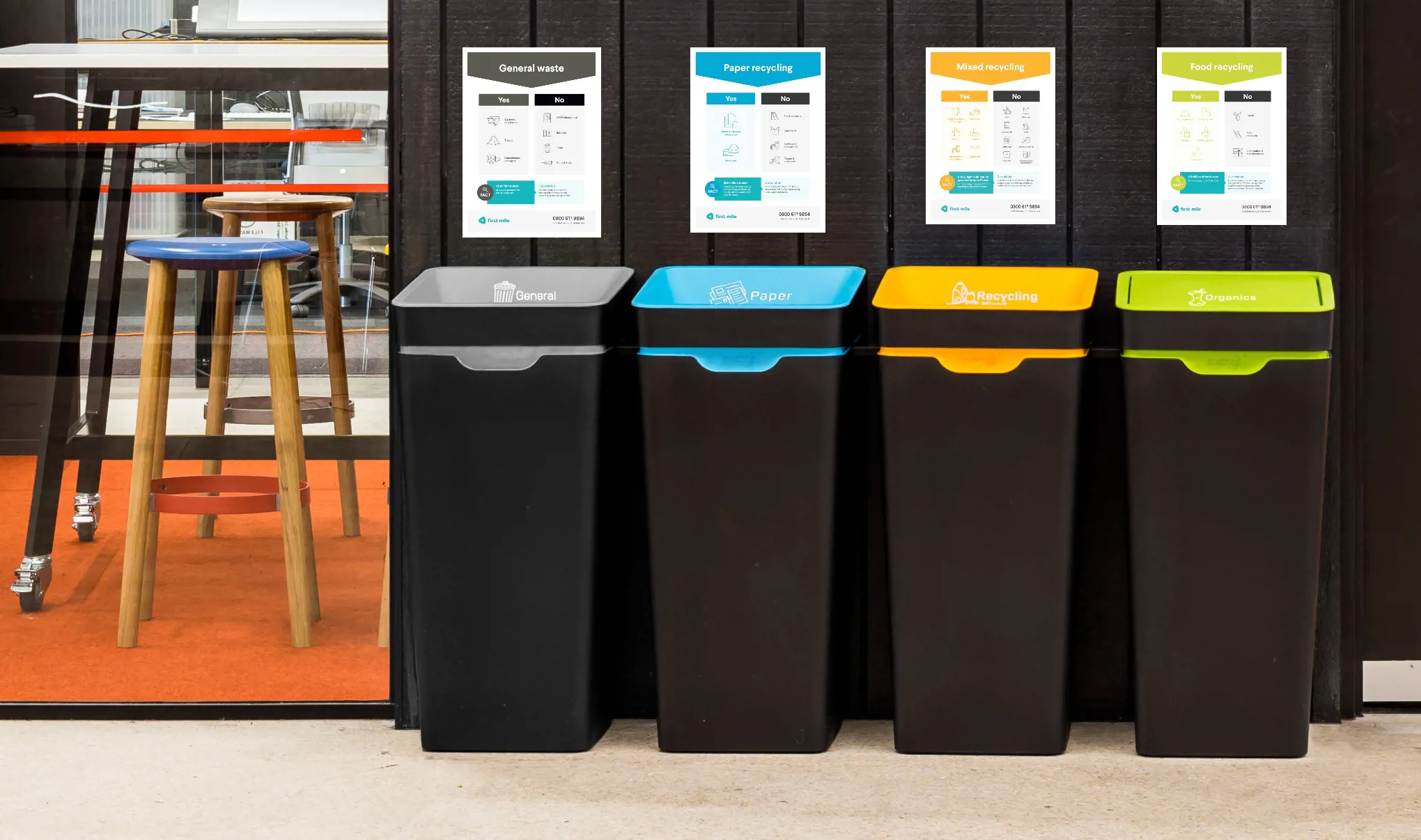 First Mile Bins and posters