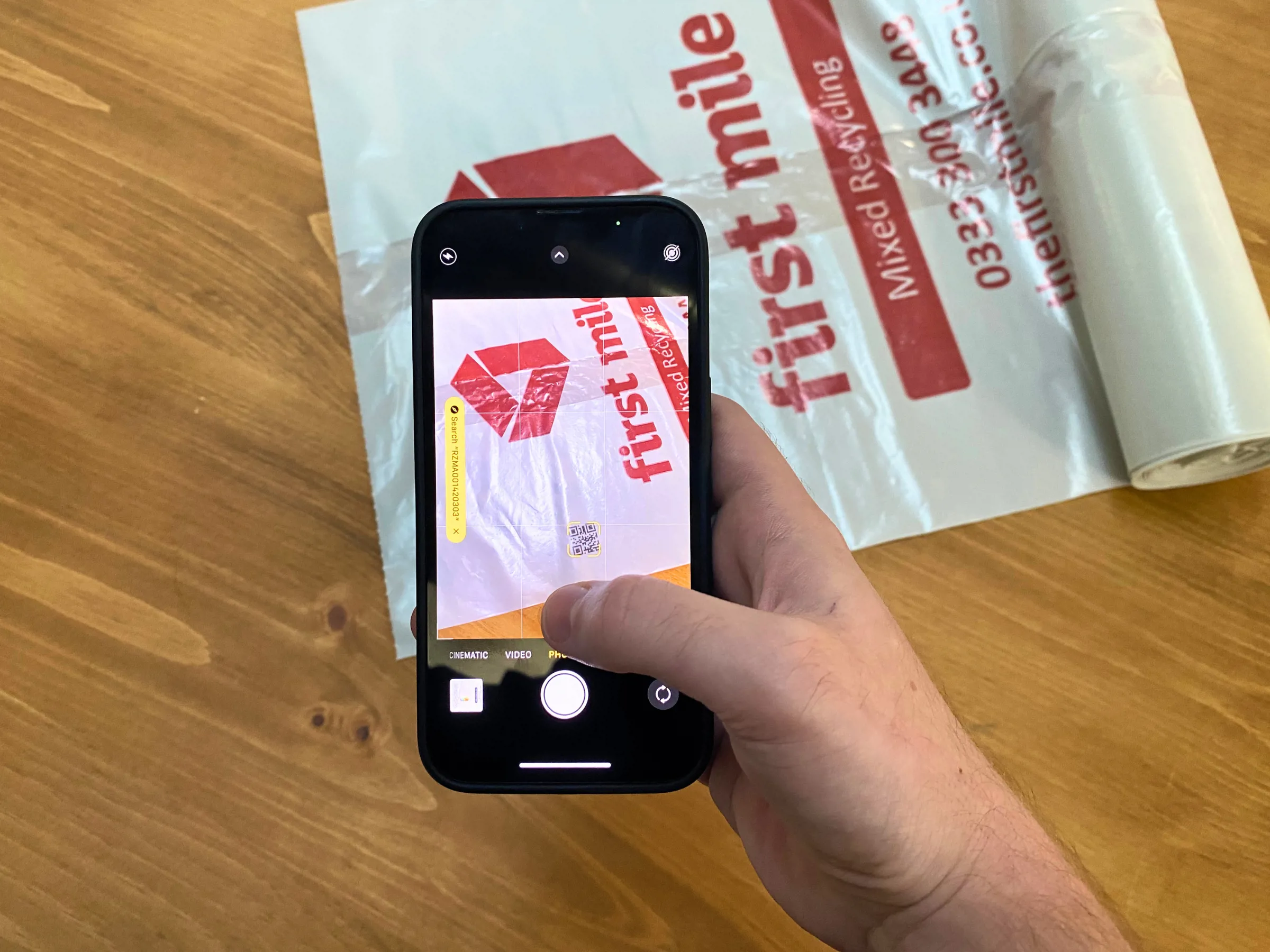 RecycleID displayed on mobile phone