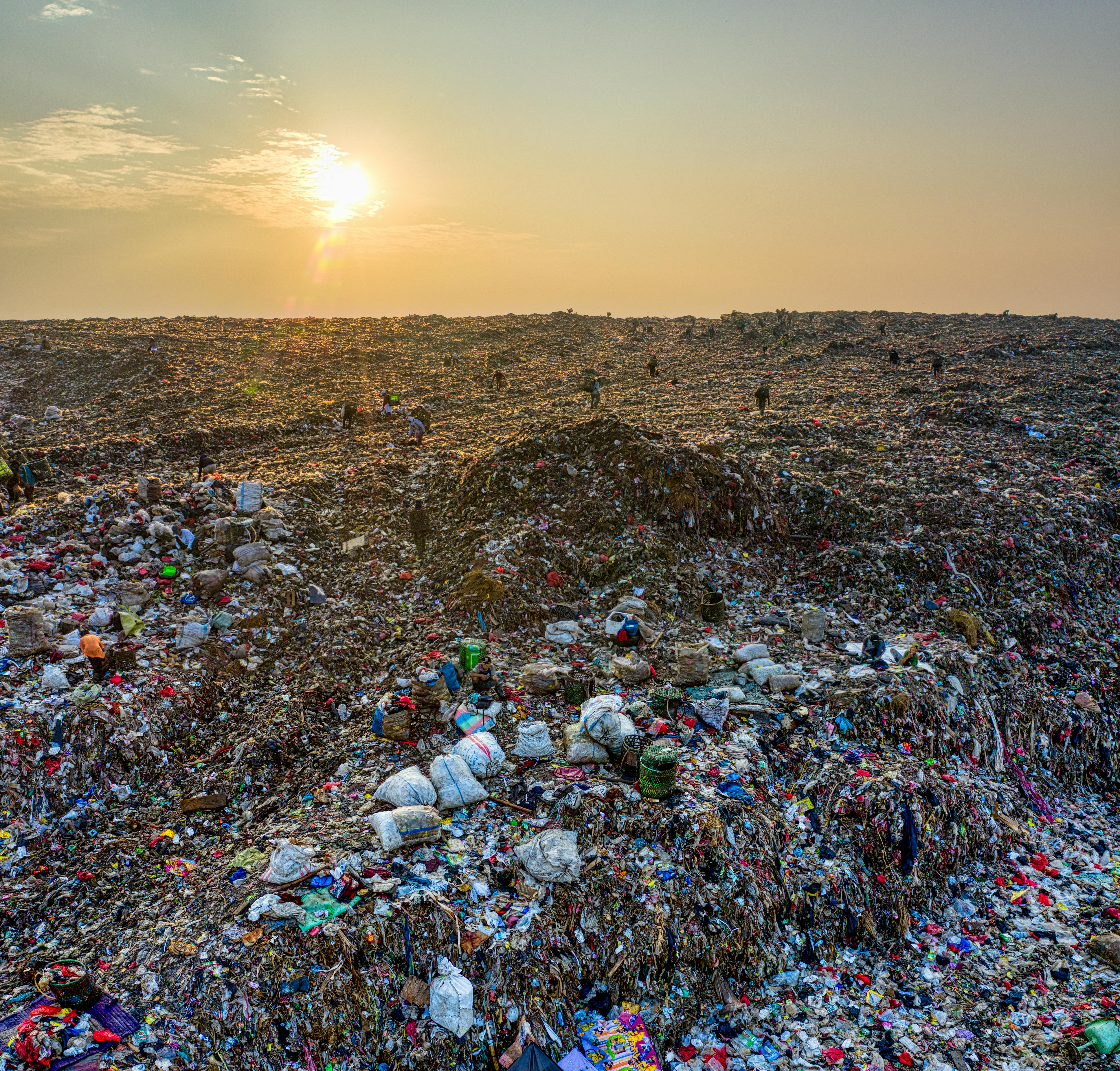 Landfill with sunrise