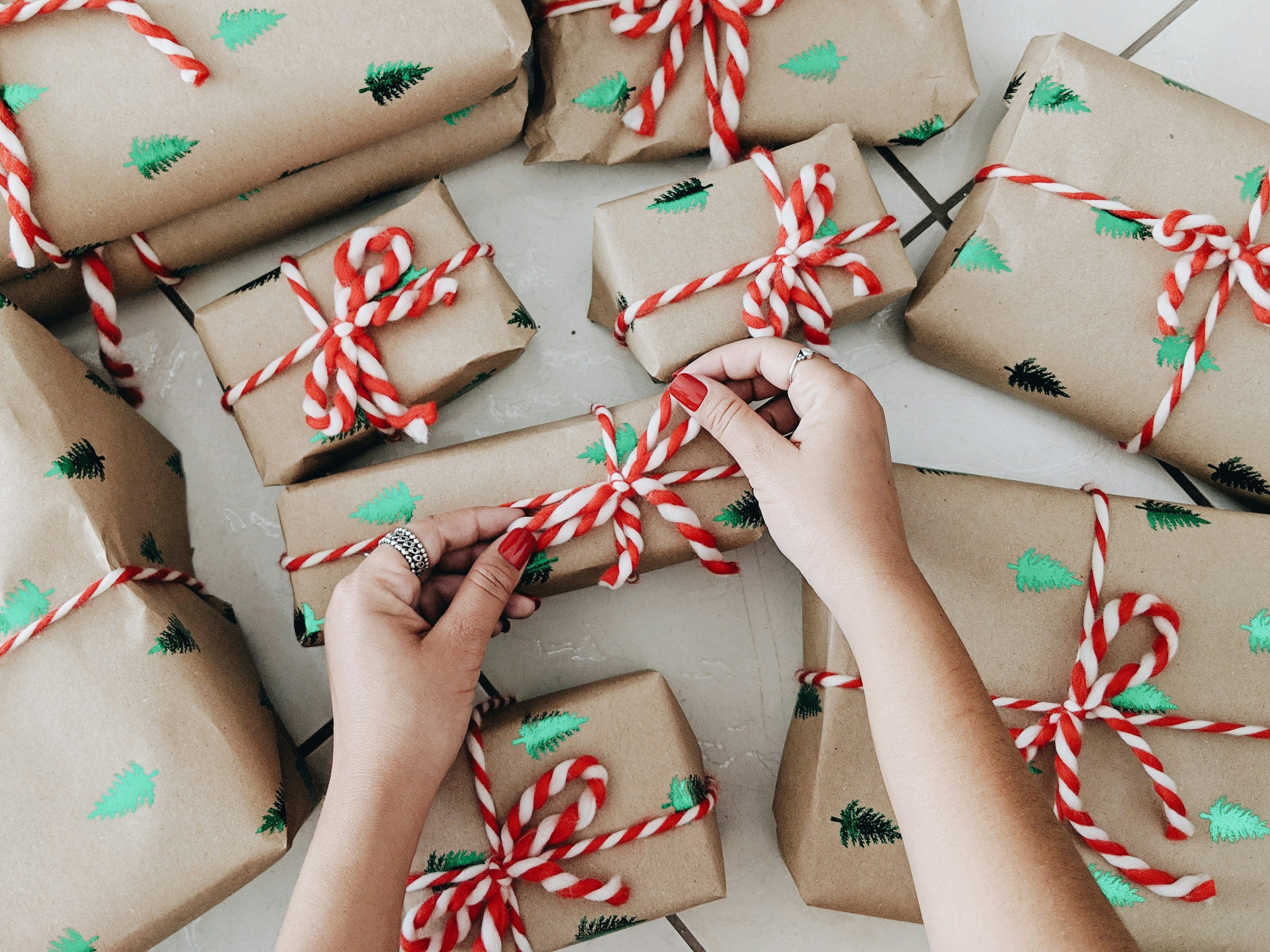 christmas gifts wrapped in eco friendly wrapping paper