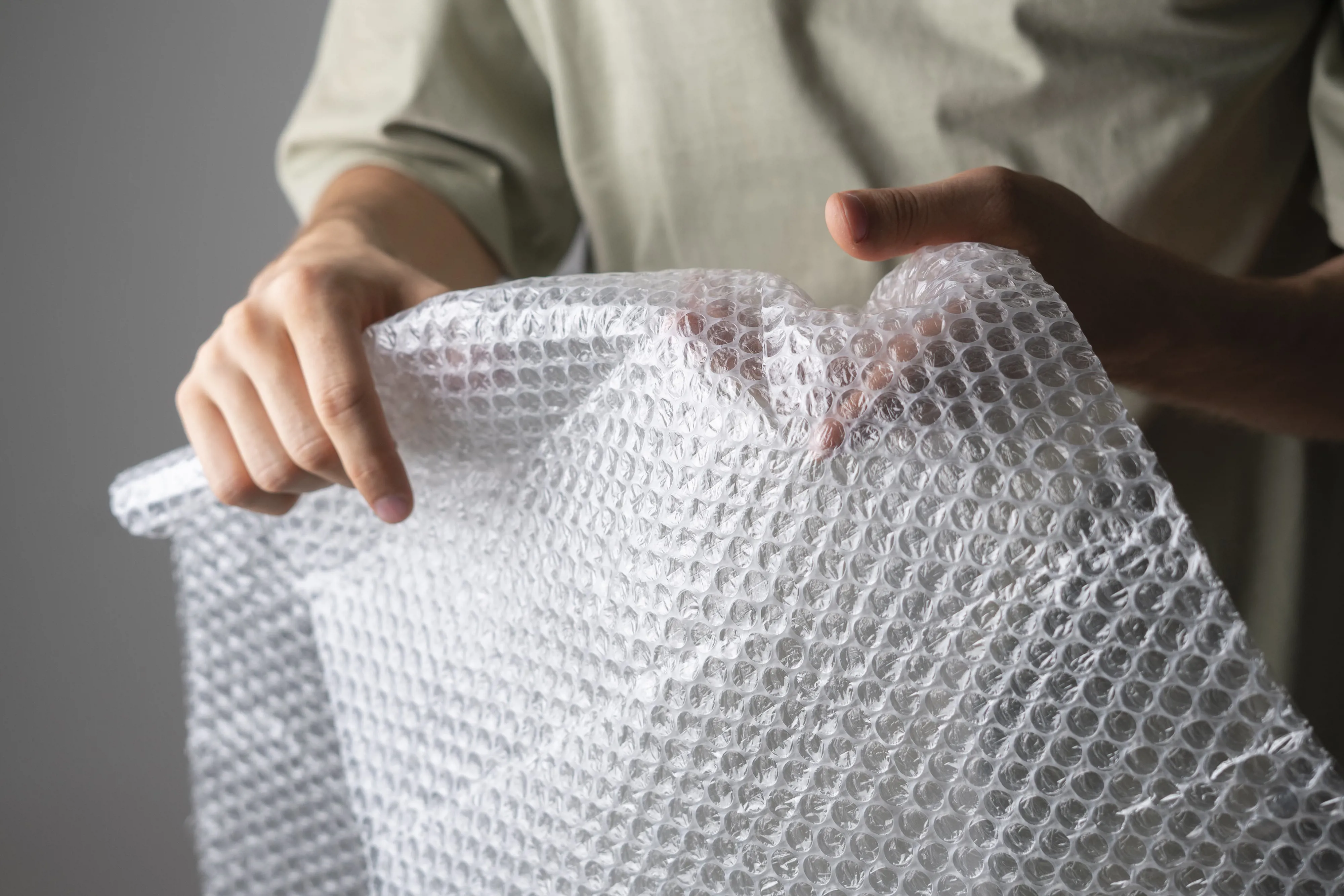 A chair covered with bubble wrap